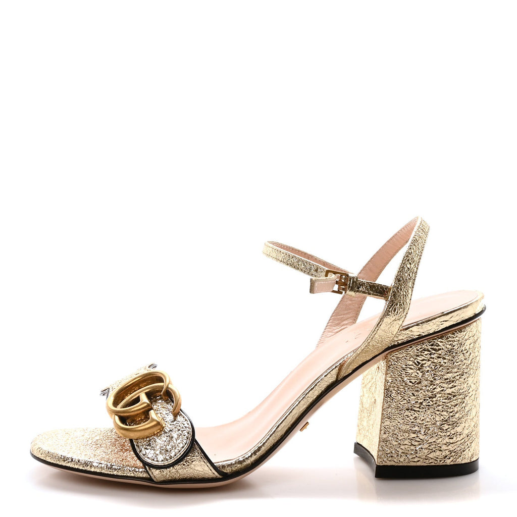 Galassia GG Marmont Ankle Wrap 75mm Sandals 35 Platino