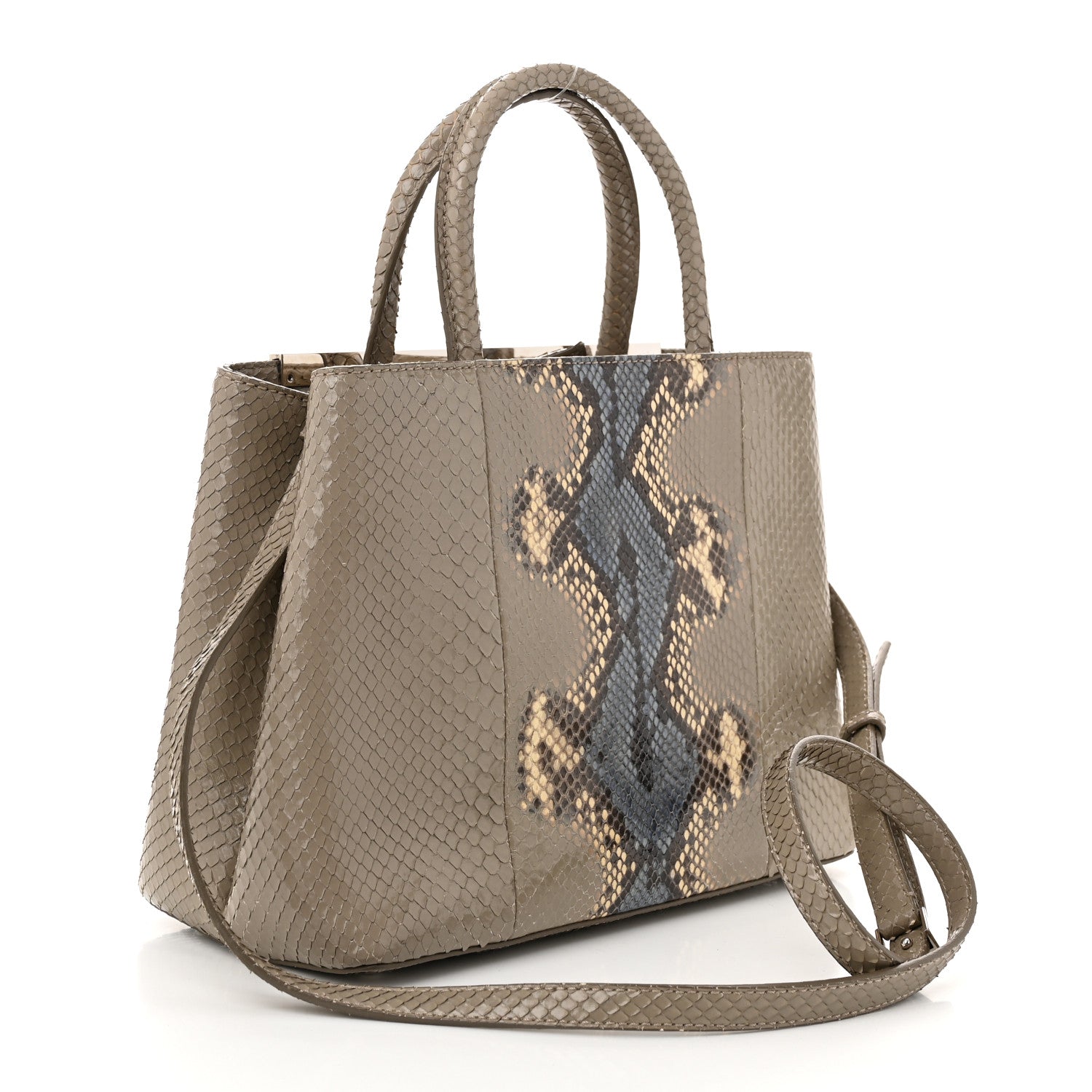 Snakeskin Petite 2Jours Tote Beige Multicolor