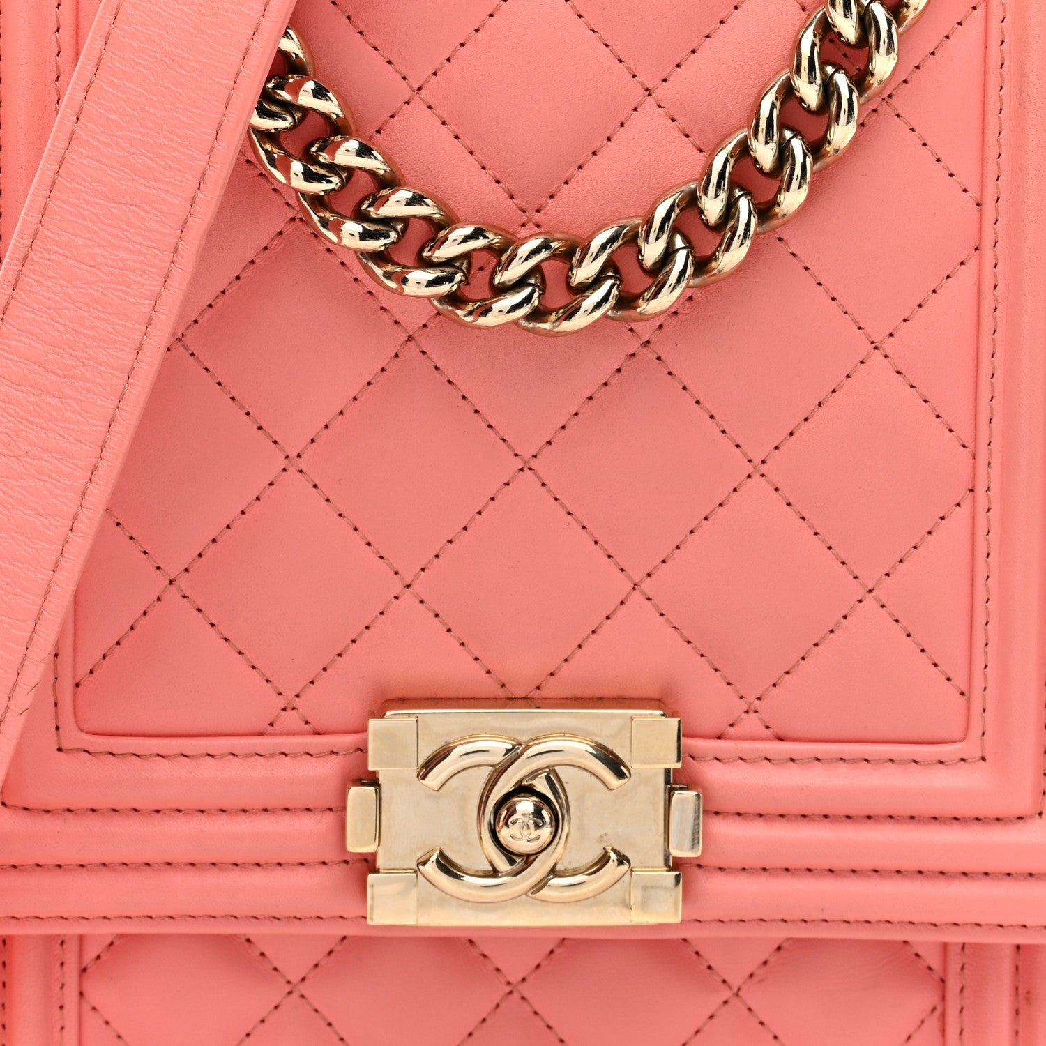 Lambskin Quilted North South Boy Flap Pink