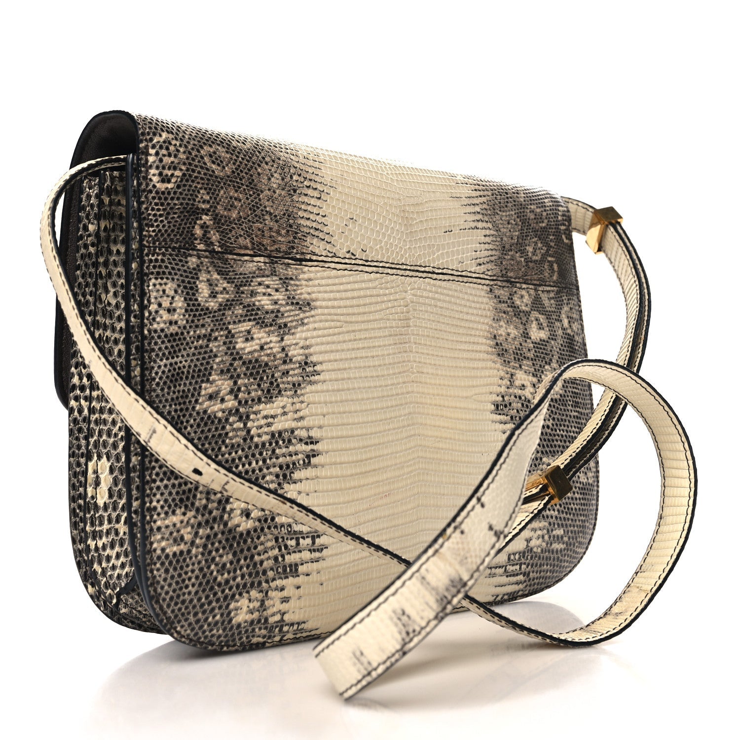 Lizard Medium Classic Box Flap Bag Natural