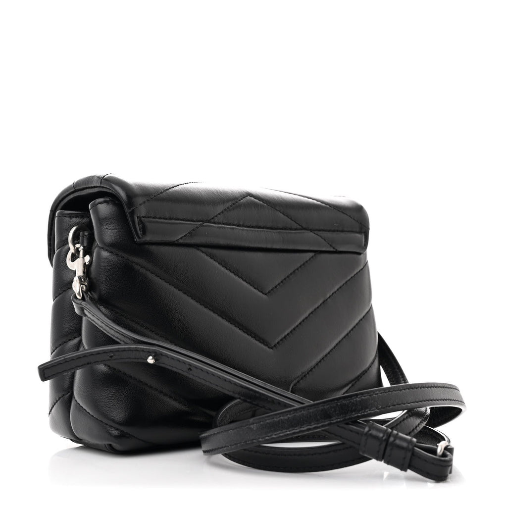Calfskin Y Quilted Monogram Toy Loulou Crossbody Bag Black