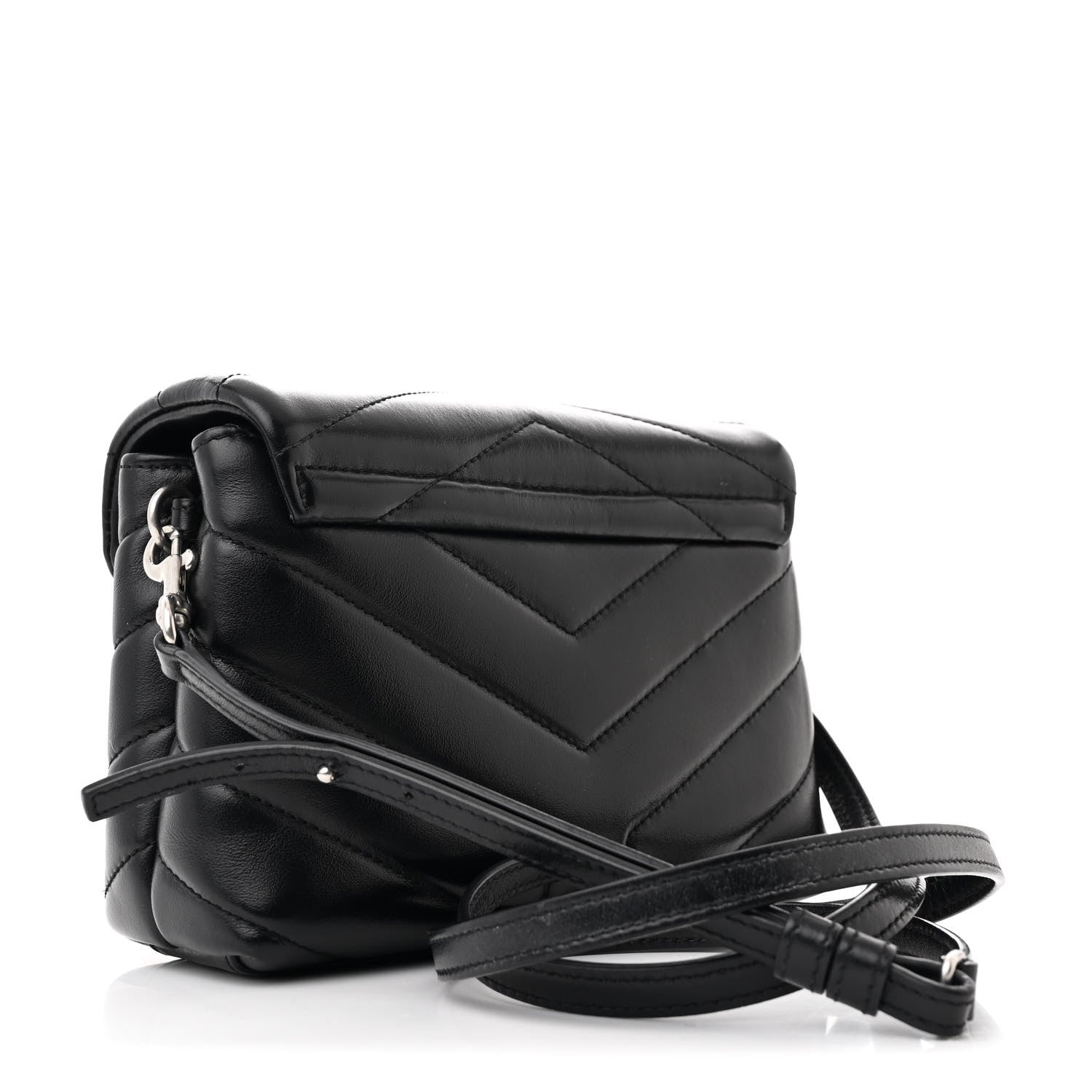 Calfskin Y Quilted Monogram Toy Loulou Crossbody Bag Black