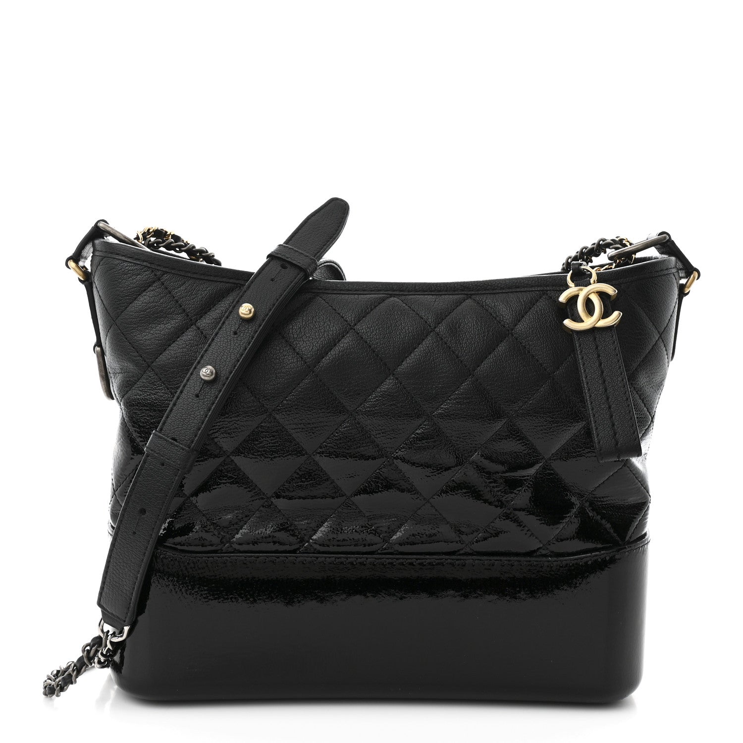 Aged Calfskin Quilted Medium Gabrielle Hobo Black