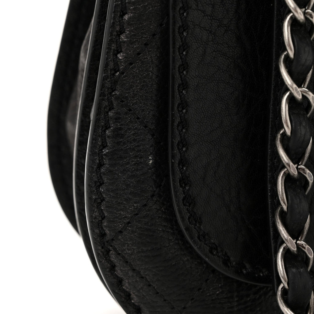 Calfskin Coco Twin Large Flap Black