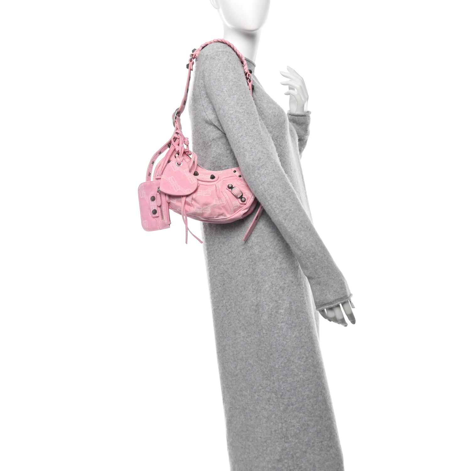 Denim BB Monogram Le Cagole Shoulder Bag XS Pink