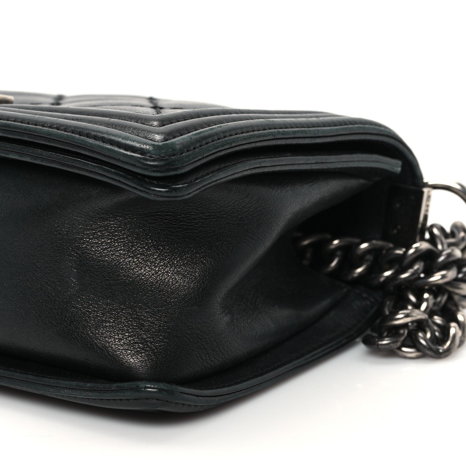 Calfskin Quilted Double Stitch Medium Boy Flap Black