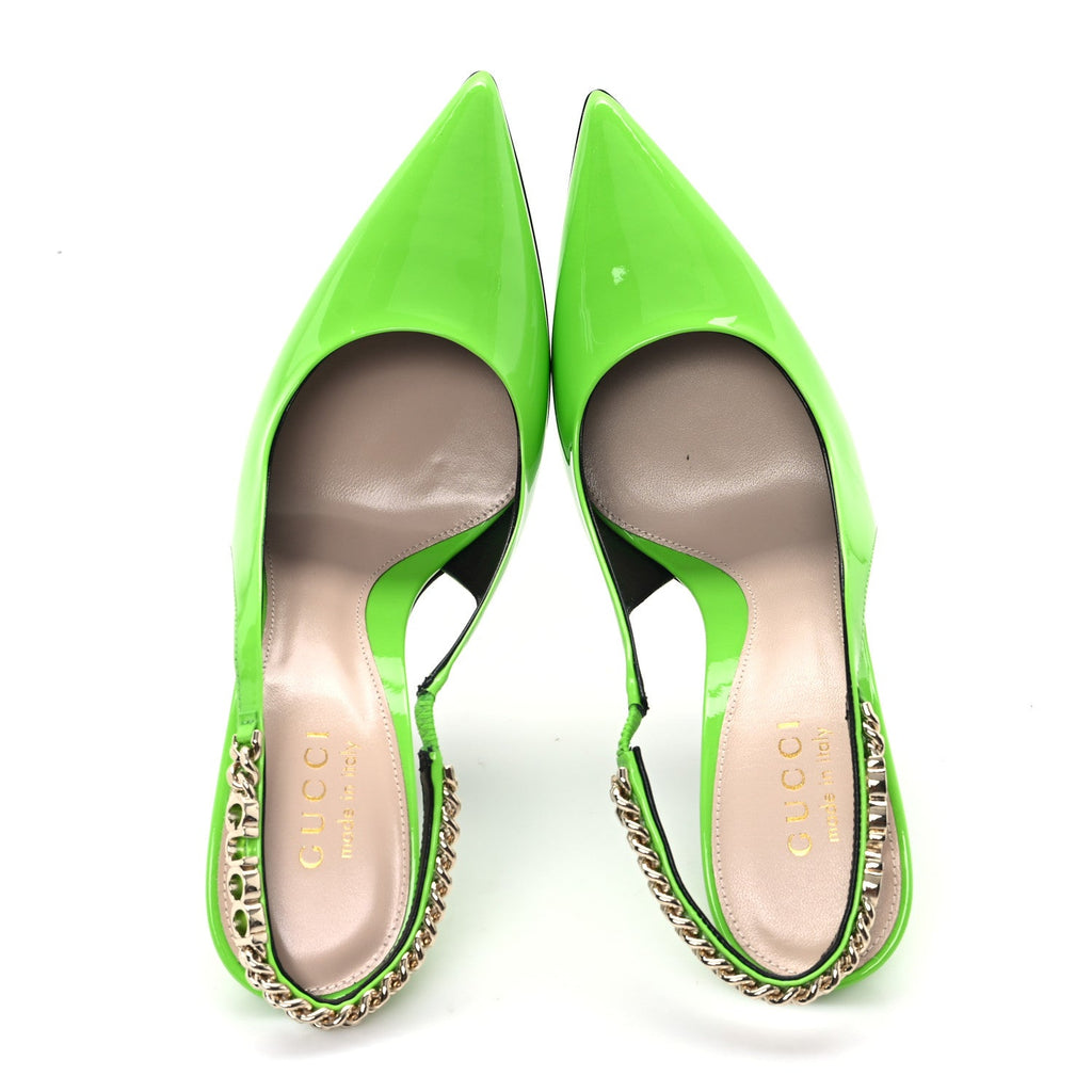Patent Signoria Slingback Pumps 36.5 Electric Green