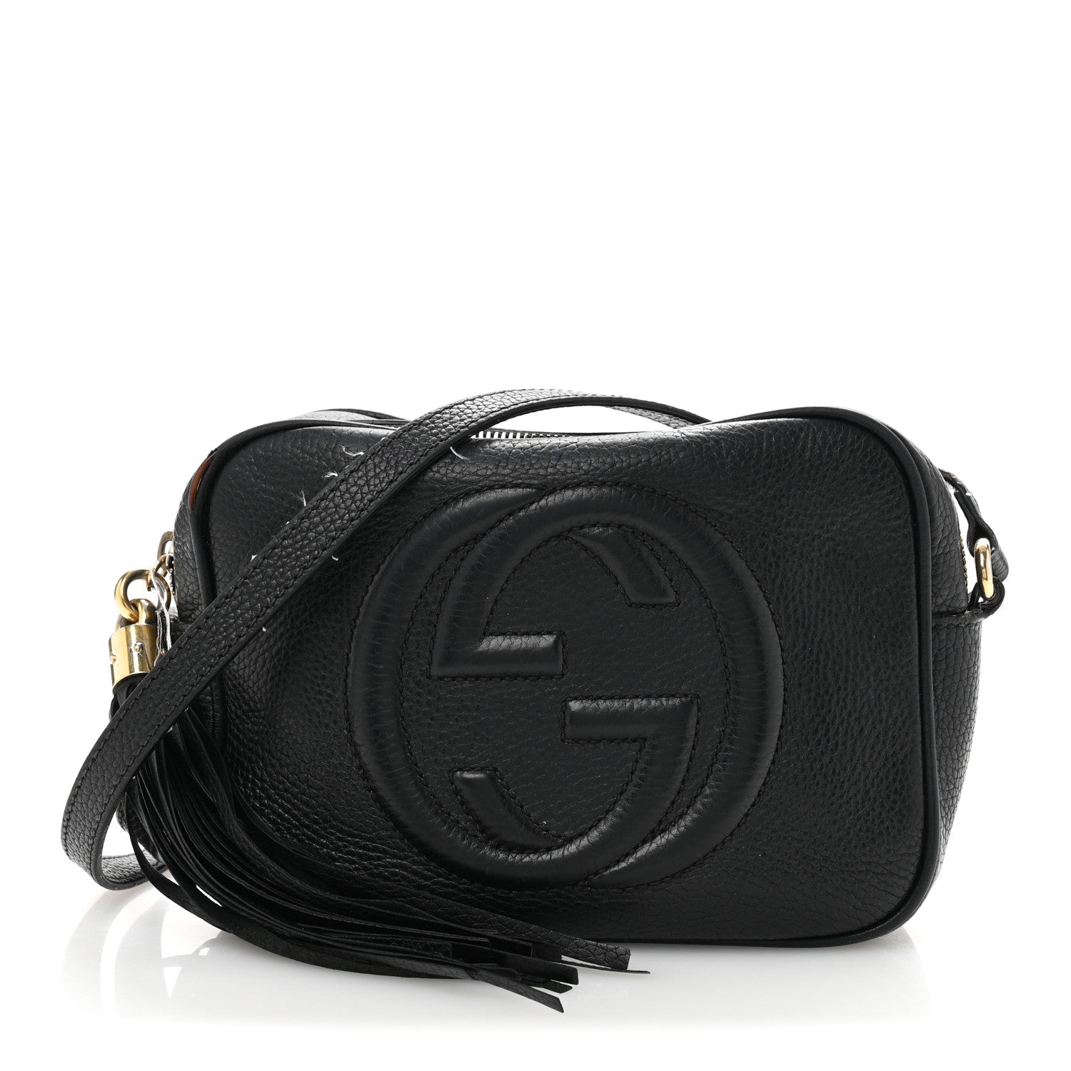 Pebbled Calfskin Small Soho Disco Bag Black