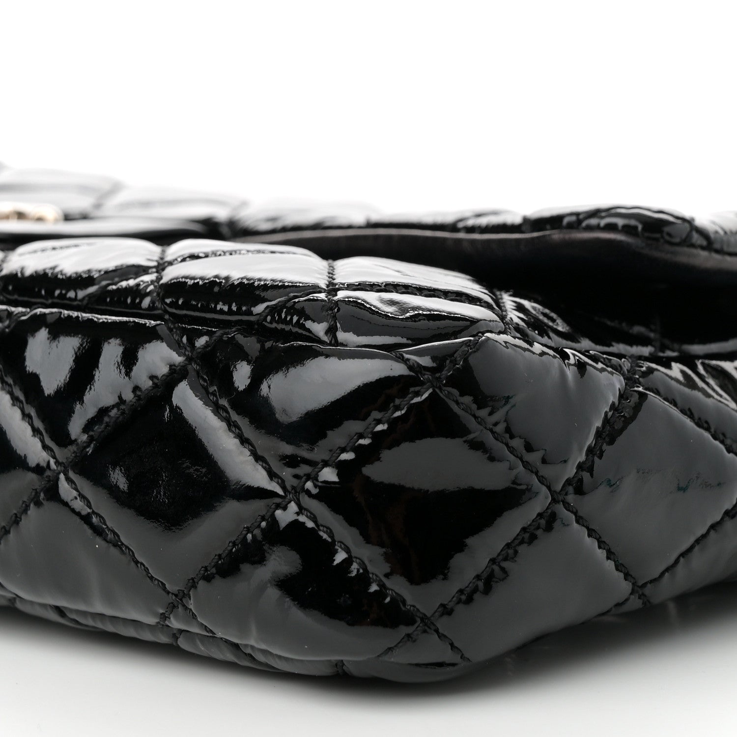 Patent Quilted Medium Single Flap Black