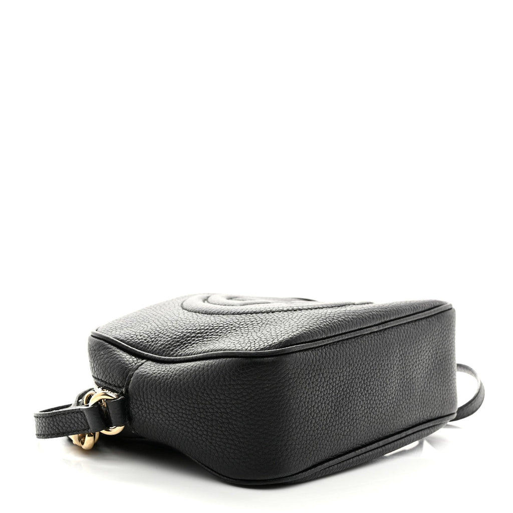 Pebbled Calfskin Small Soho Disco Bag Black