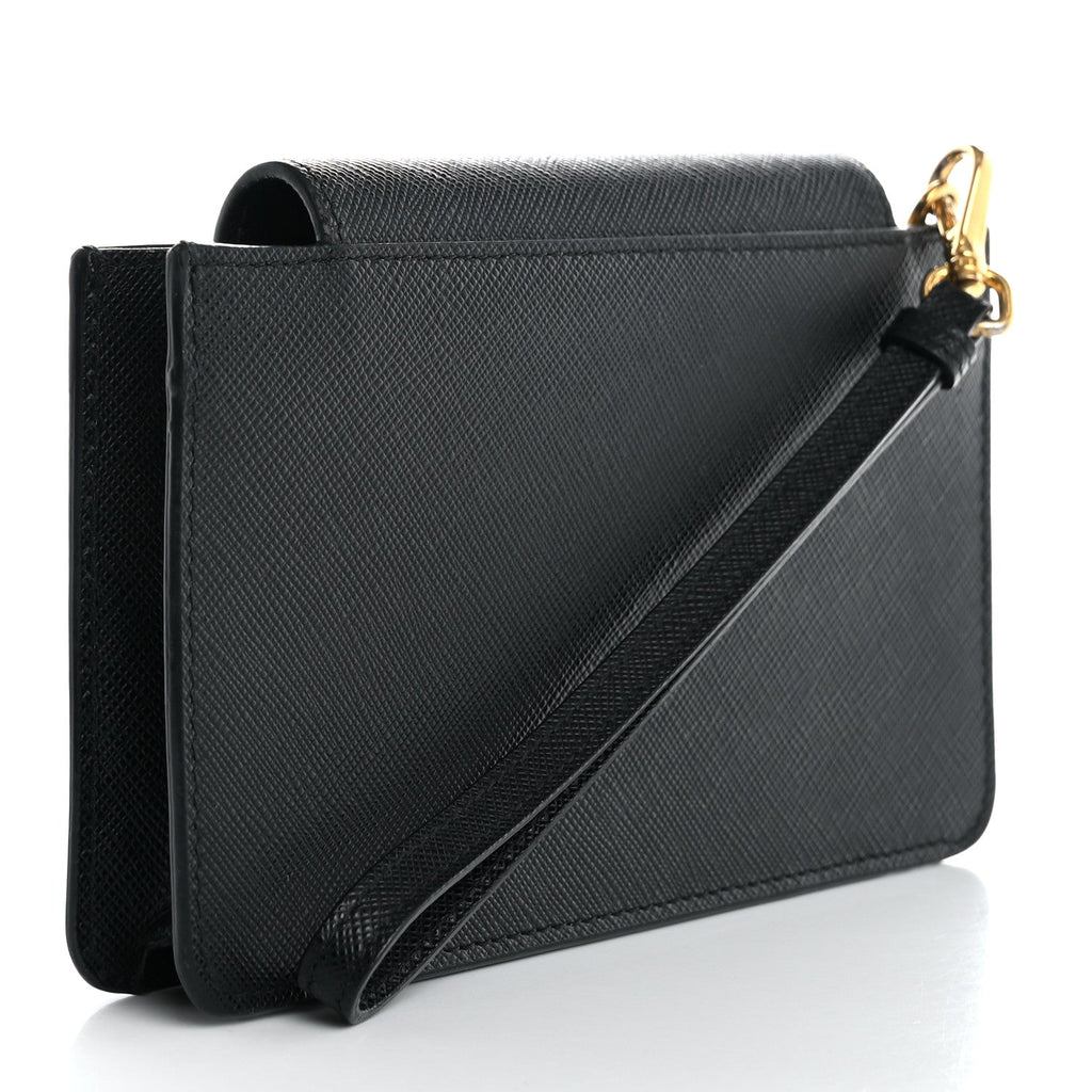 Saffiano Metal Wristlet Wallet Black
