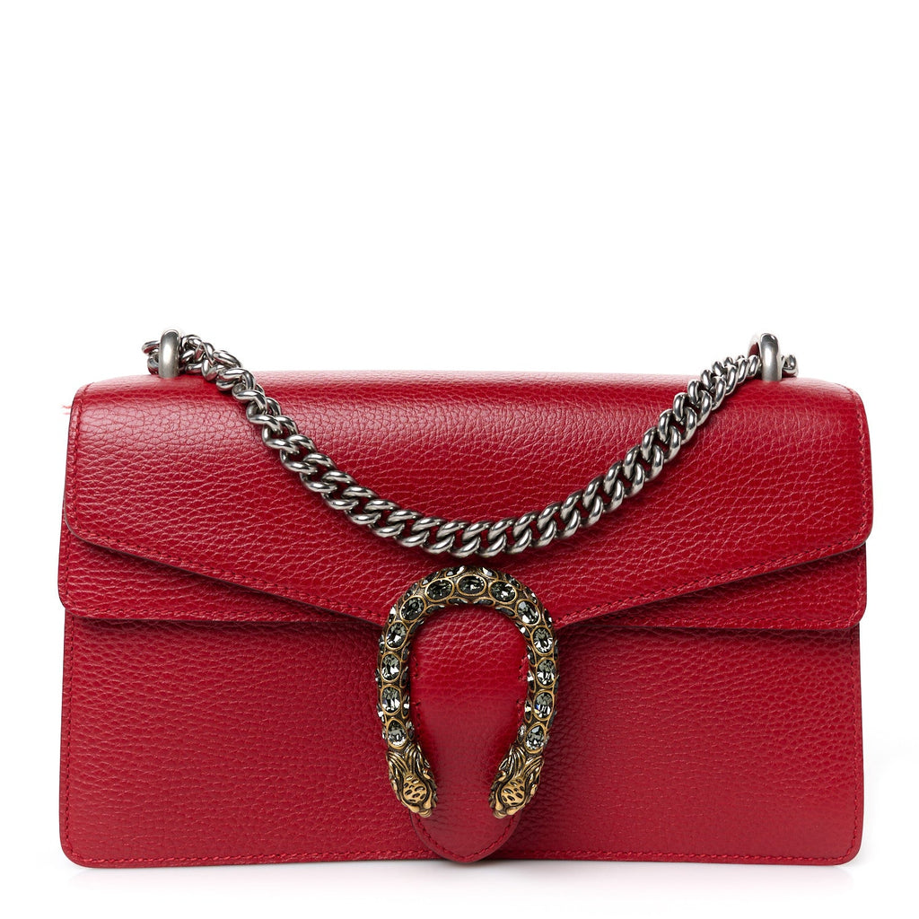 Dollar Calfskin Swarovski Crystal Small Dionysus Shoulder Bag Hibiscus Red