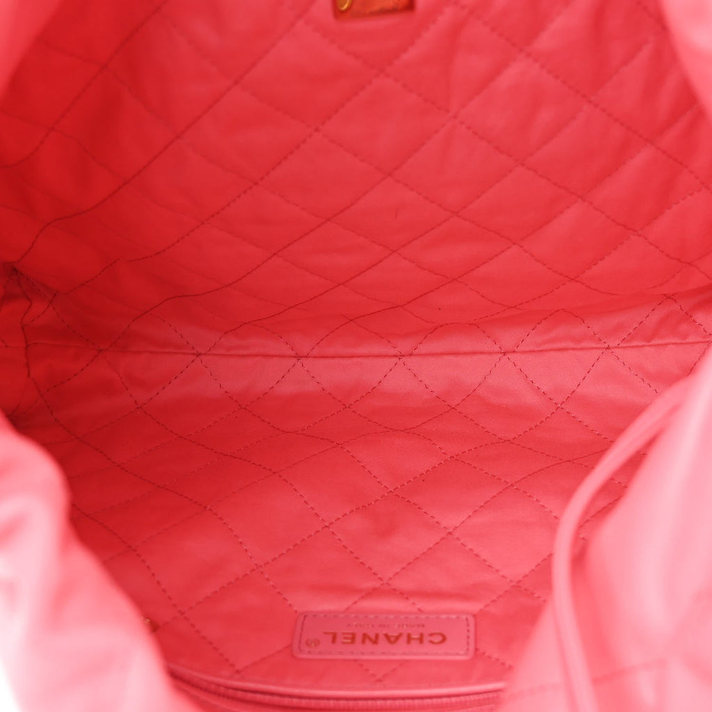 Shiny Calfskin Quilted Small Chanel 22 Coral Pink