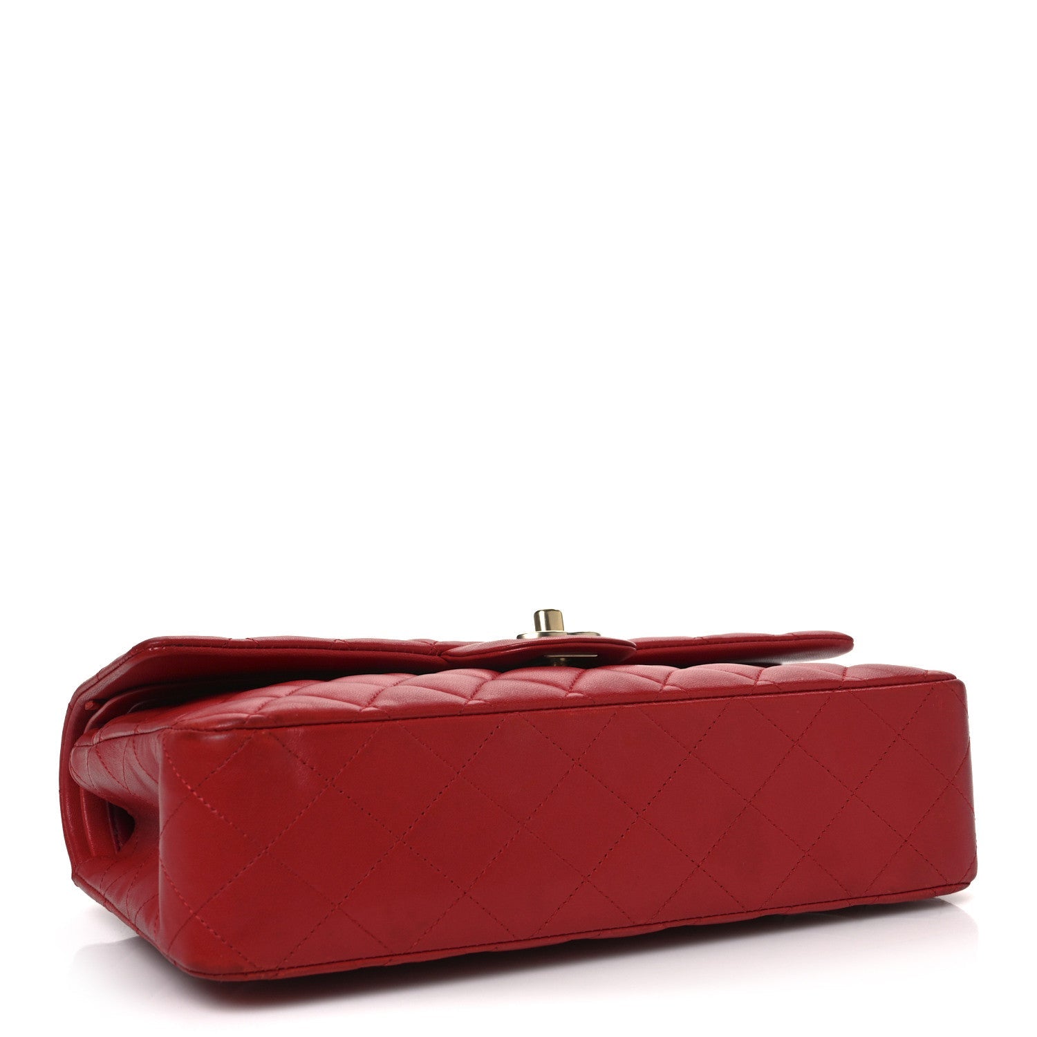 Lambskin Quilted Medium Double Flap Red