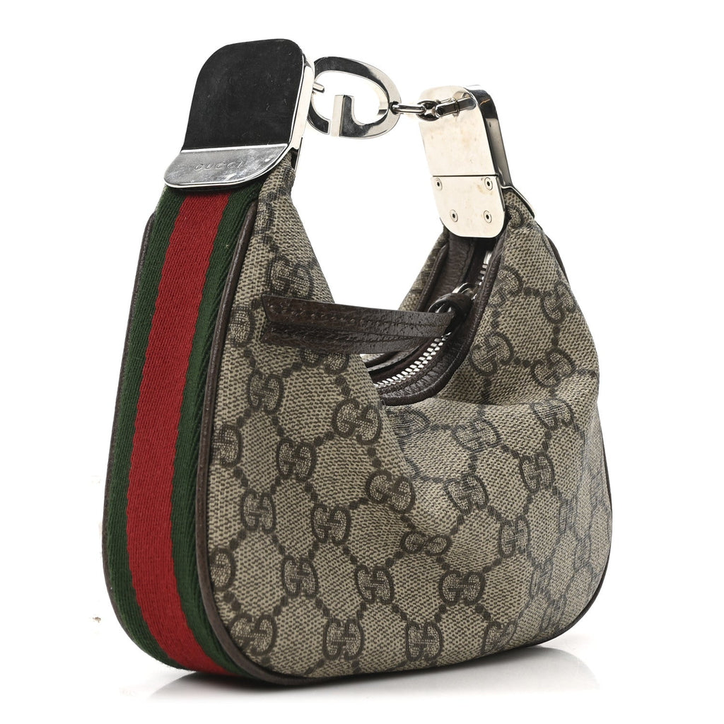 GG Supreme Monogram Textured Dollar Calfskin Web Mini Attache Bag Beige Ebony New Acero Beige Ebony New Acero