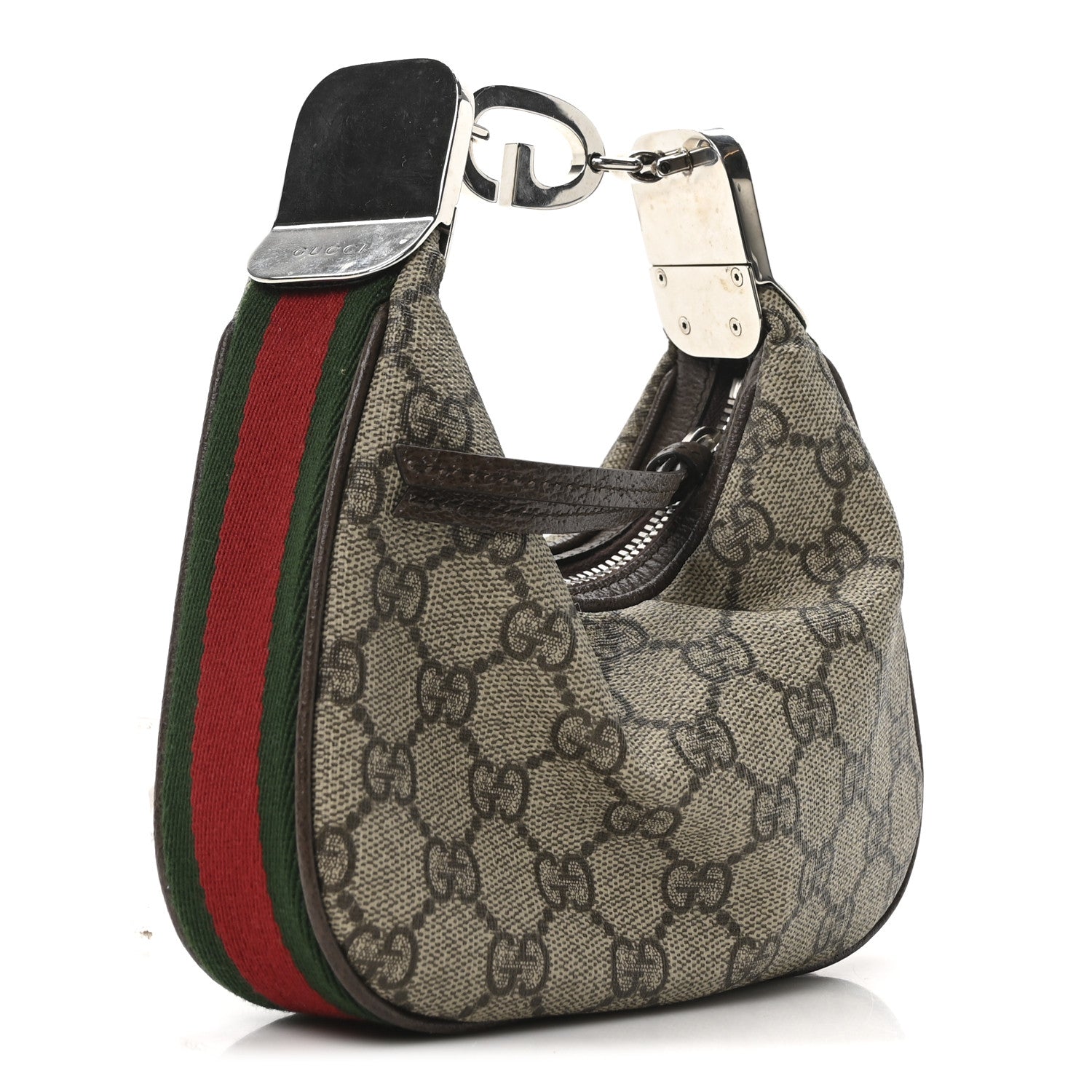 GG Supreme Monogram Textured Dollar Calfskin Web Mini Attache Bag Beige Ebony New Acero Beige Ebony New Acero