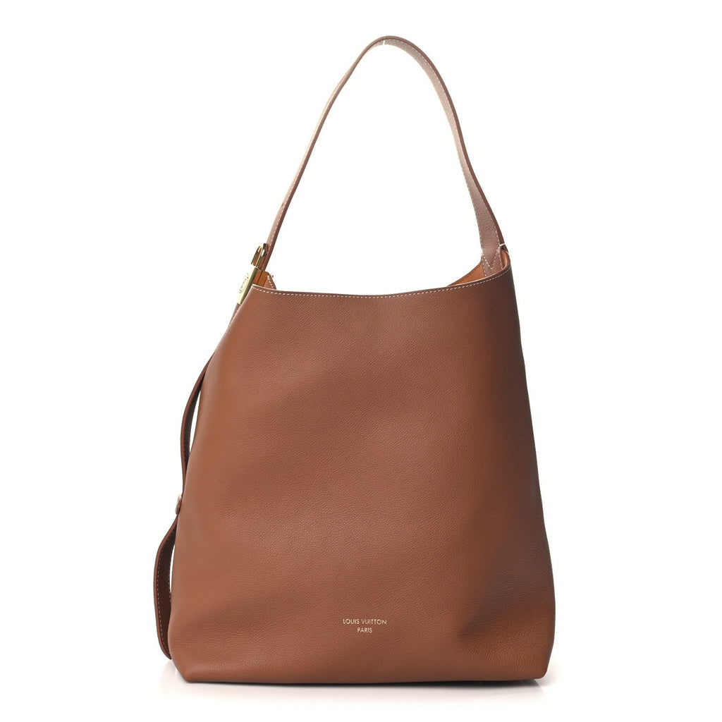 Grained Calfskin Low Key Hobo MM Cognac