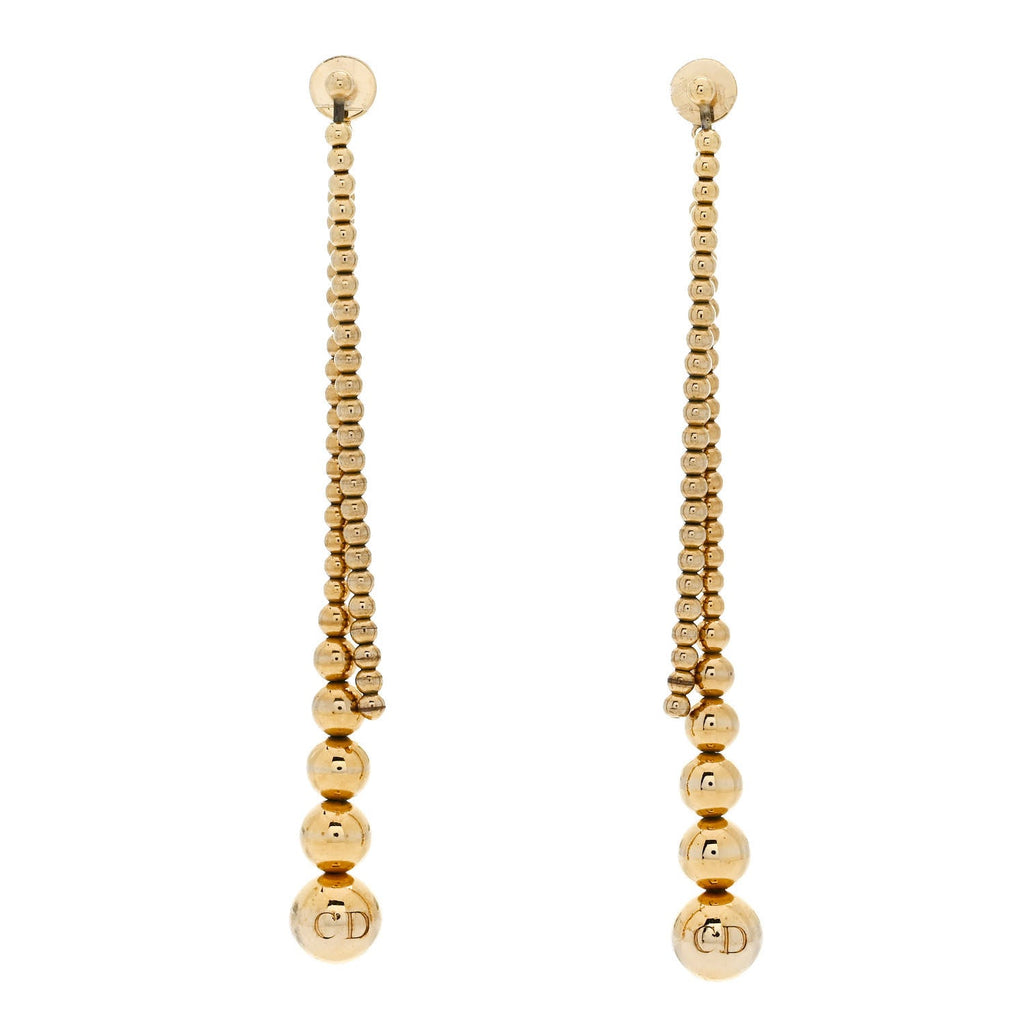 Metal Bead Drop Earrings Gold