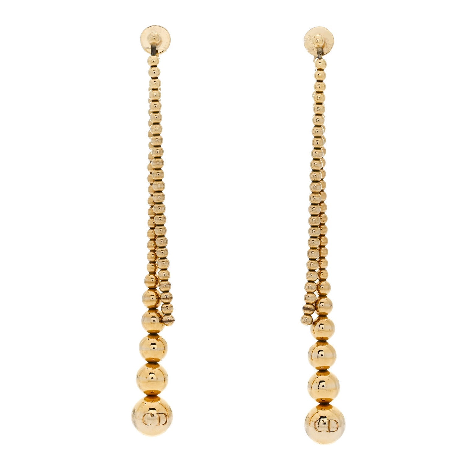 Metal Bead Drop Earrings Gold