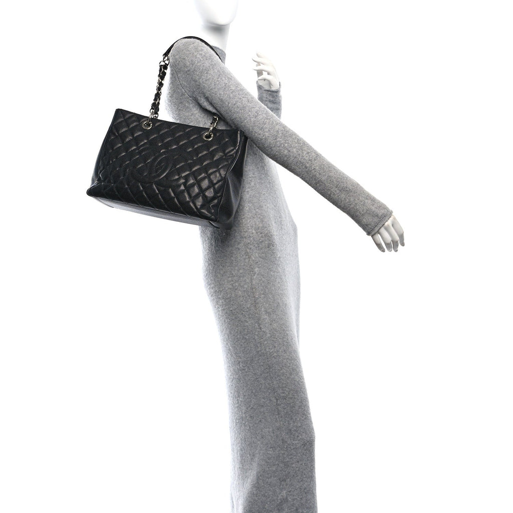 Caviar Quilted Grand Shopping Tote GST Black