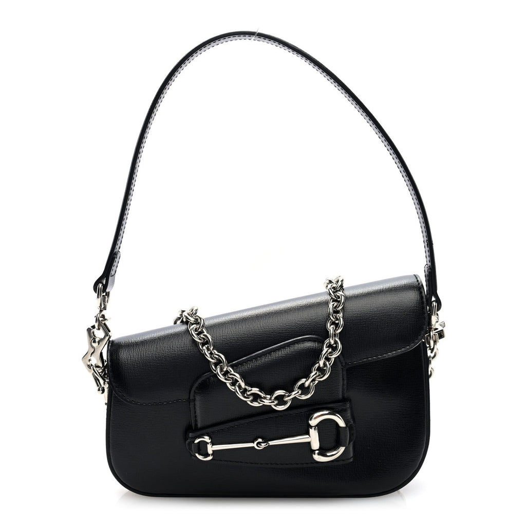 Calfskin Mini Horsebit 1955 Asymmetric Shoulder Bag Black