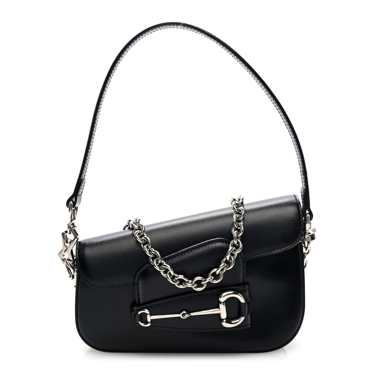 Calfskin Mini Horsebit 1955 Asymmetric Shoulder Bag Black