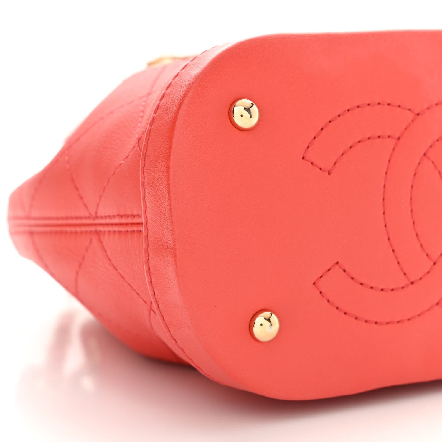 Calfskin Stitched Mini Drawstring CC Bag Red