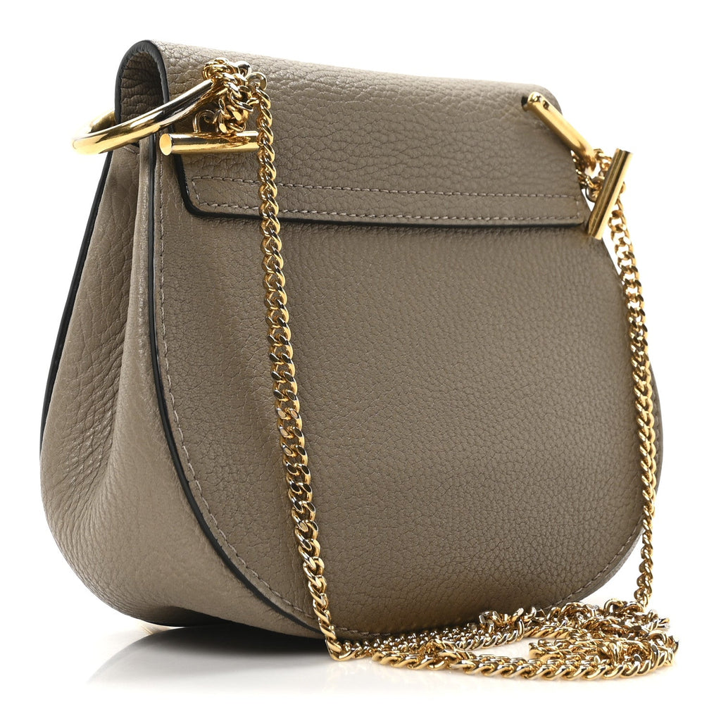 Grained Lambskin Mini Drew Shoulder Bag Motty Grey