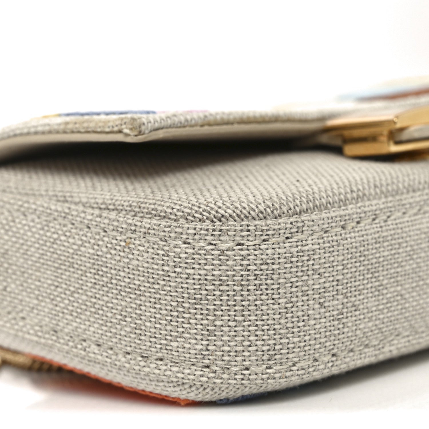 Canvas Vitello King FF Multicolor Embroidered Nano Baguette Charm Multicolor