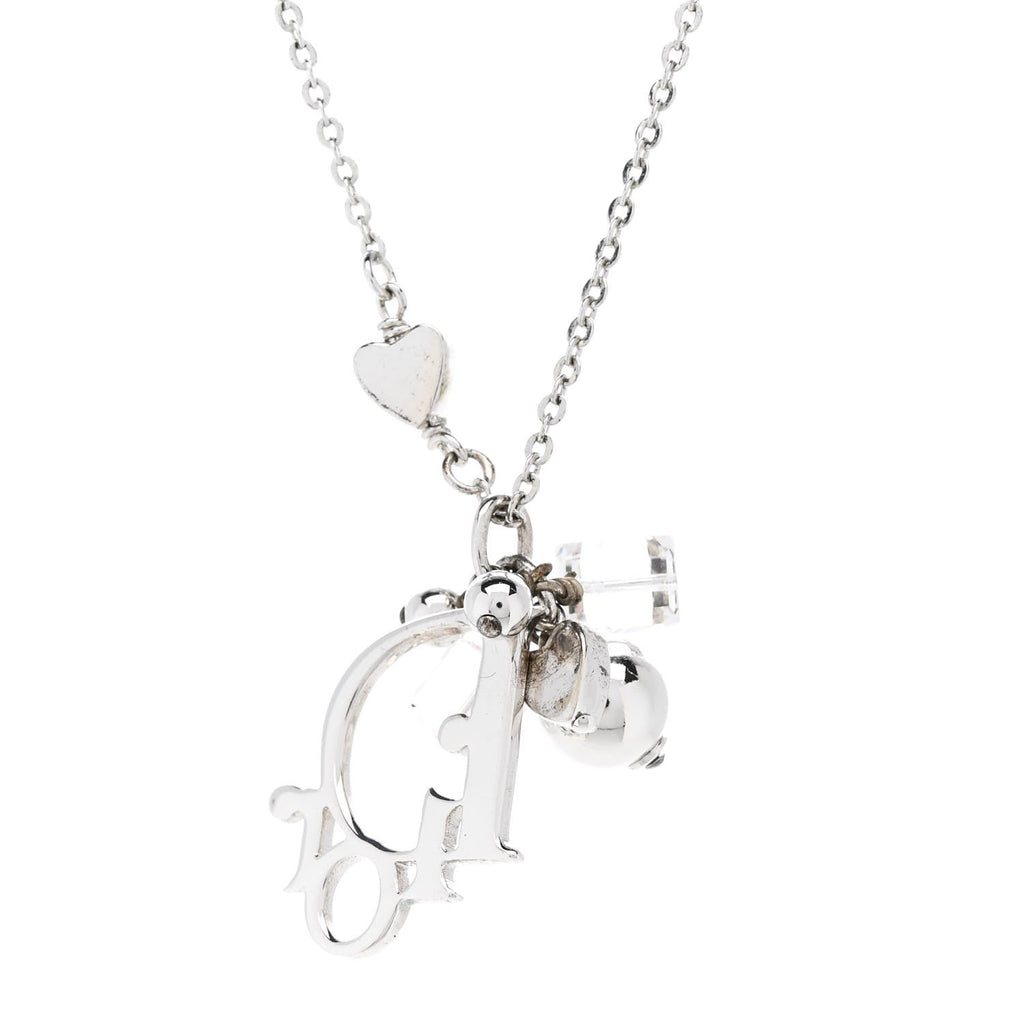 Metal Lily Charm Necklace Silver