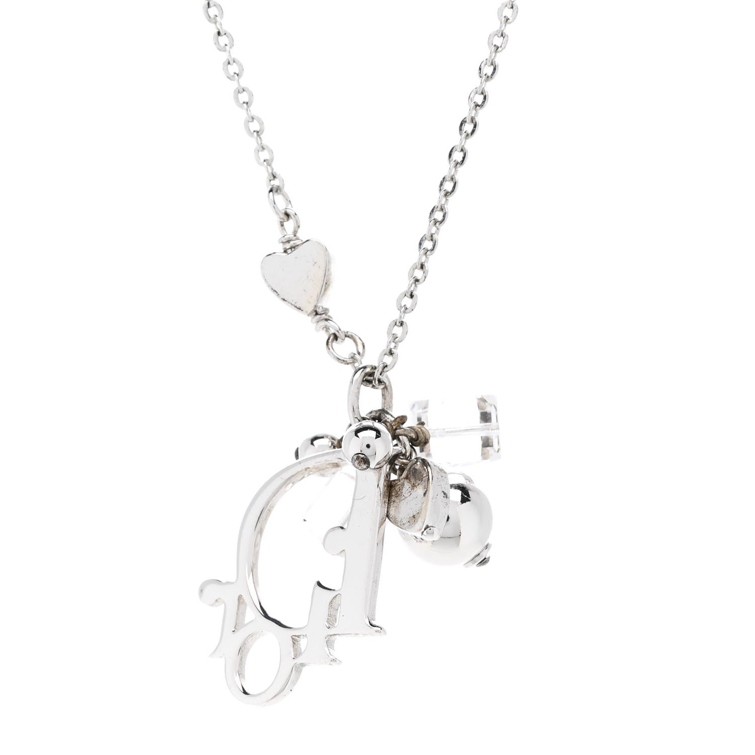 Metal Lily Charm Necklace Silver