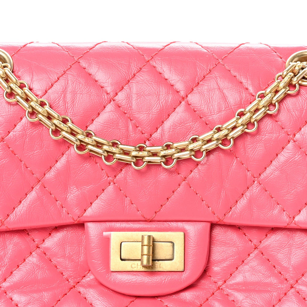 Aged Calfskin Quilted 2.55 Reissue Mini Flap Pink