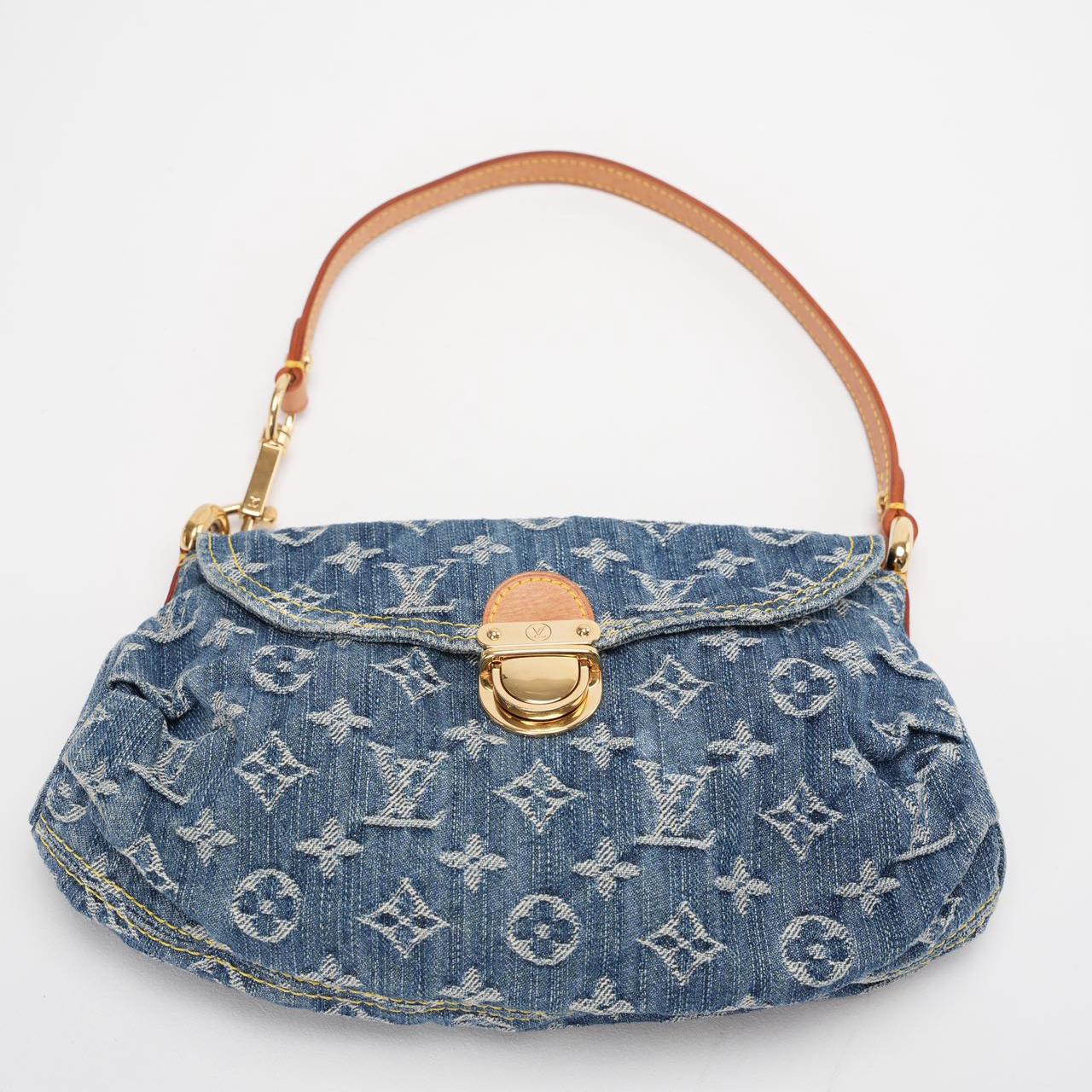 Louis Vuitton Pleaty Vintage Monogram Mini Denim Handbag