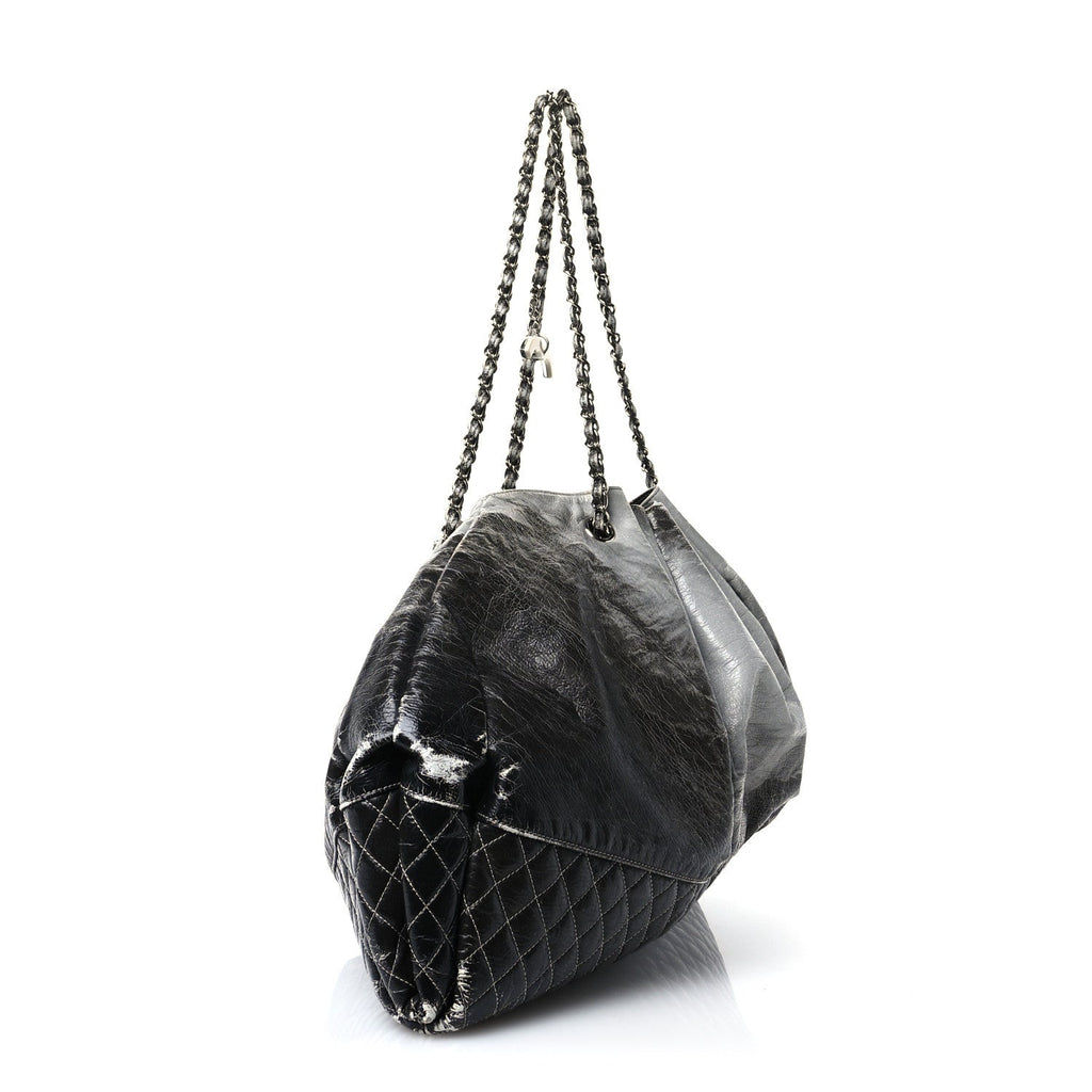 Vinyl Quilted Melrose Degrade Tote Black