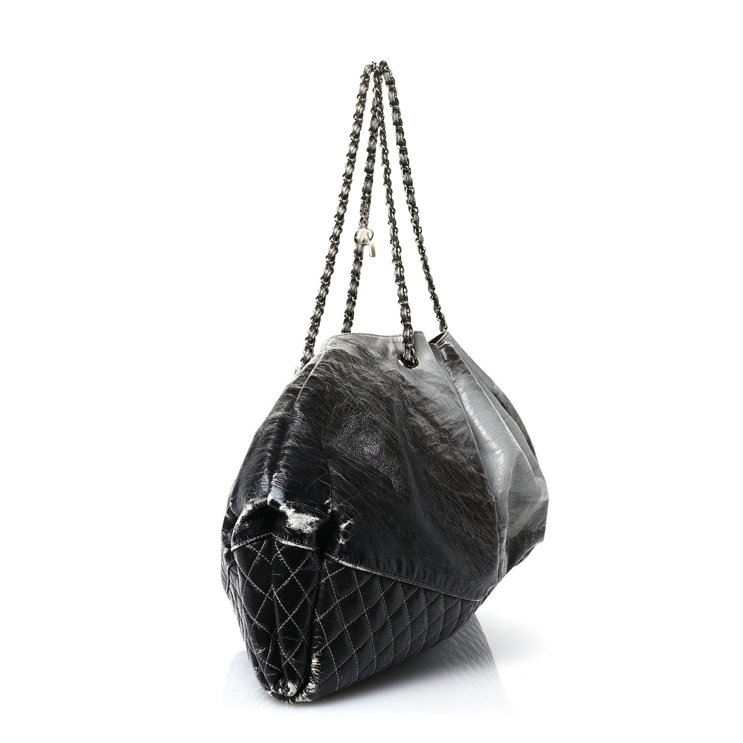 Vinyl Quilted Melrose Degrade Tote Black