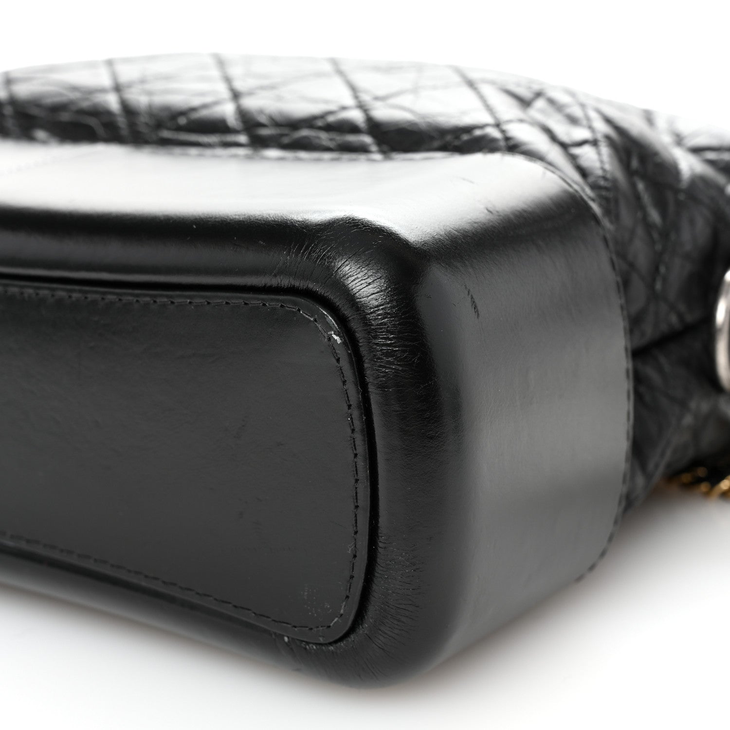 Aged Calfskin Quilted Medium Gabrielle Hobo Black