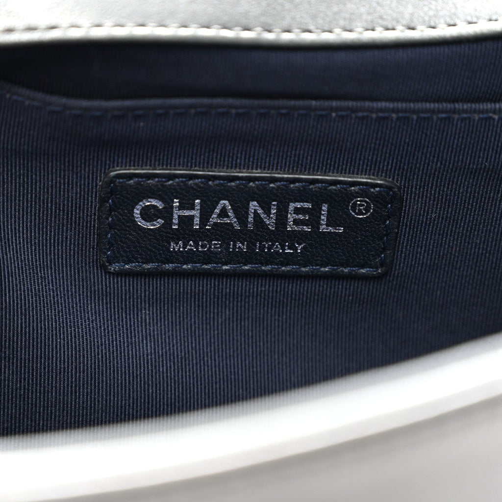 Lambskin Embossed Medium Boy Cube Flap Grey