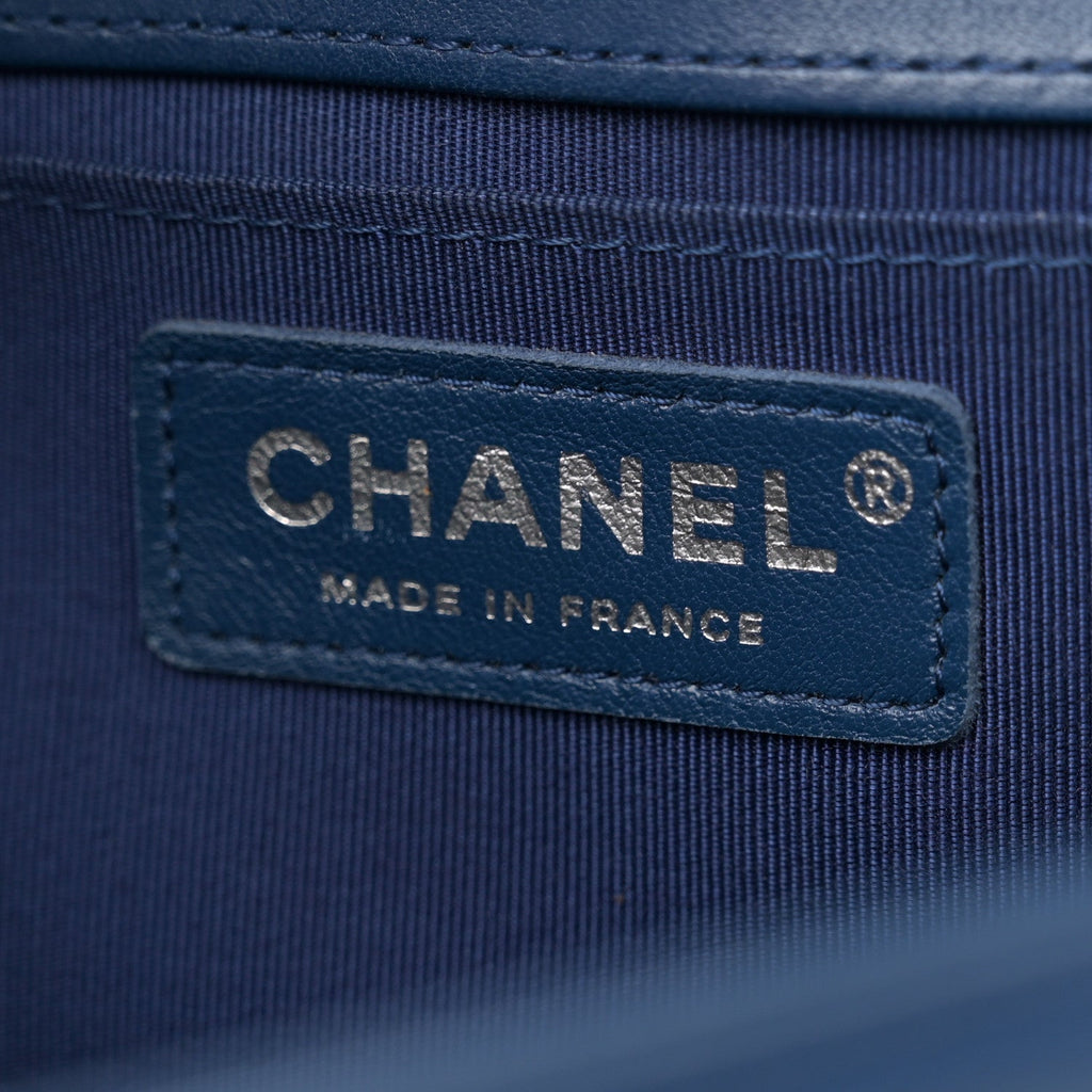 Lambskin Quilted Medium Boy Flap Blue