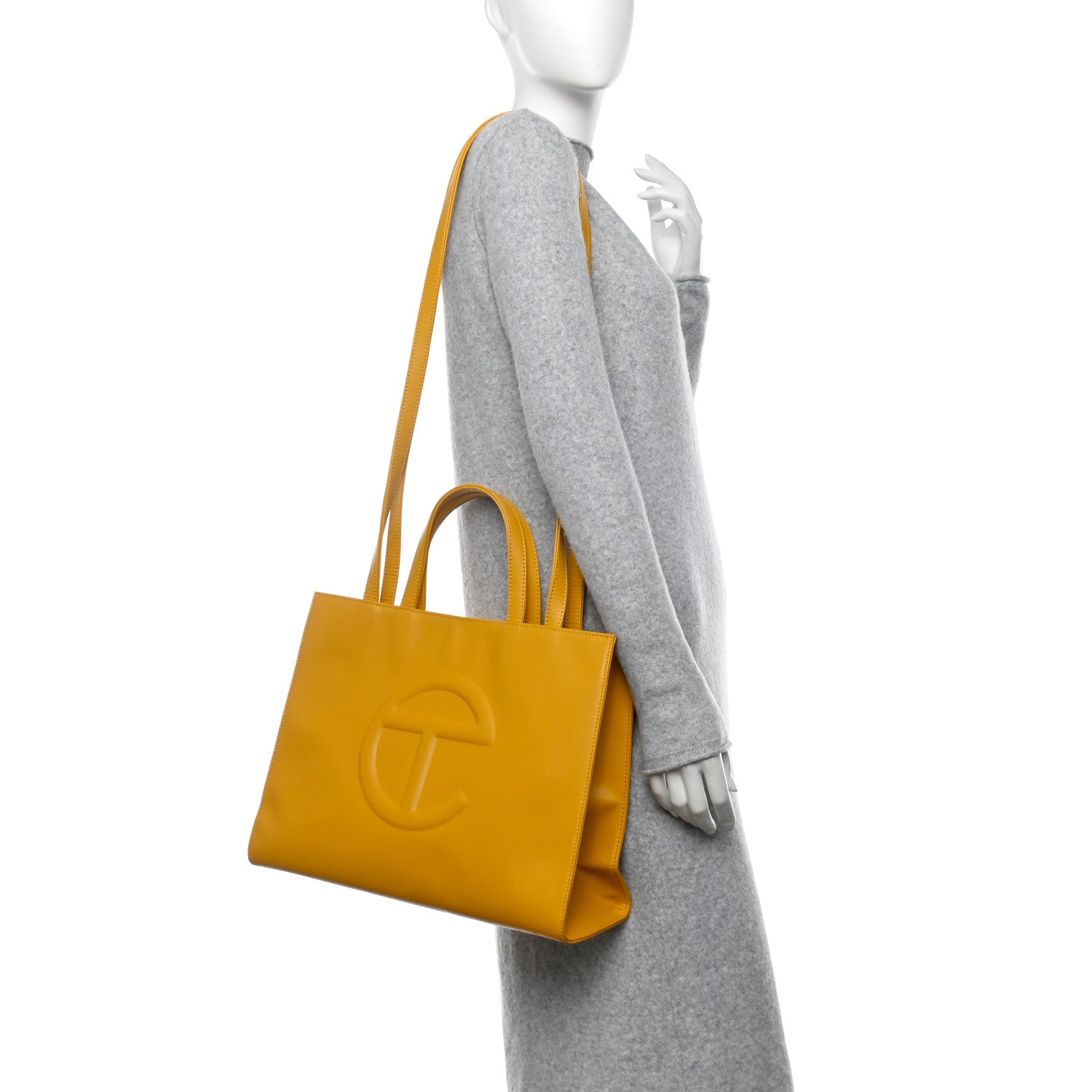 Vegan Leather Medium Shopping Bag Yellow