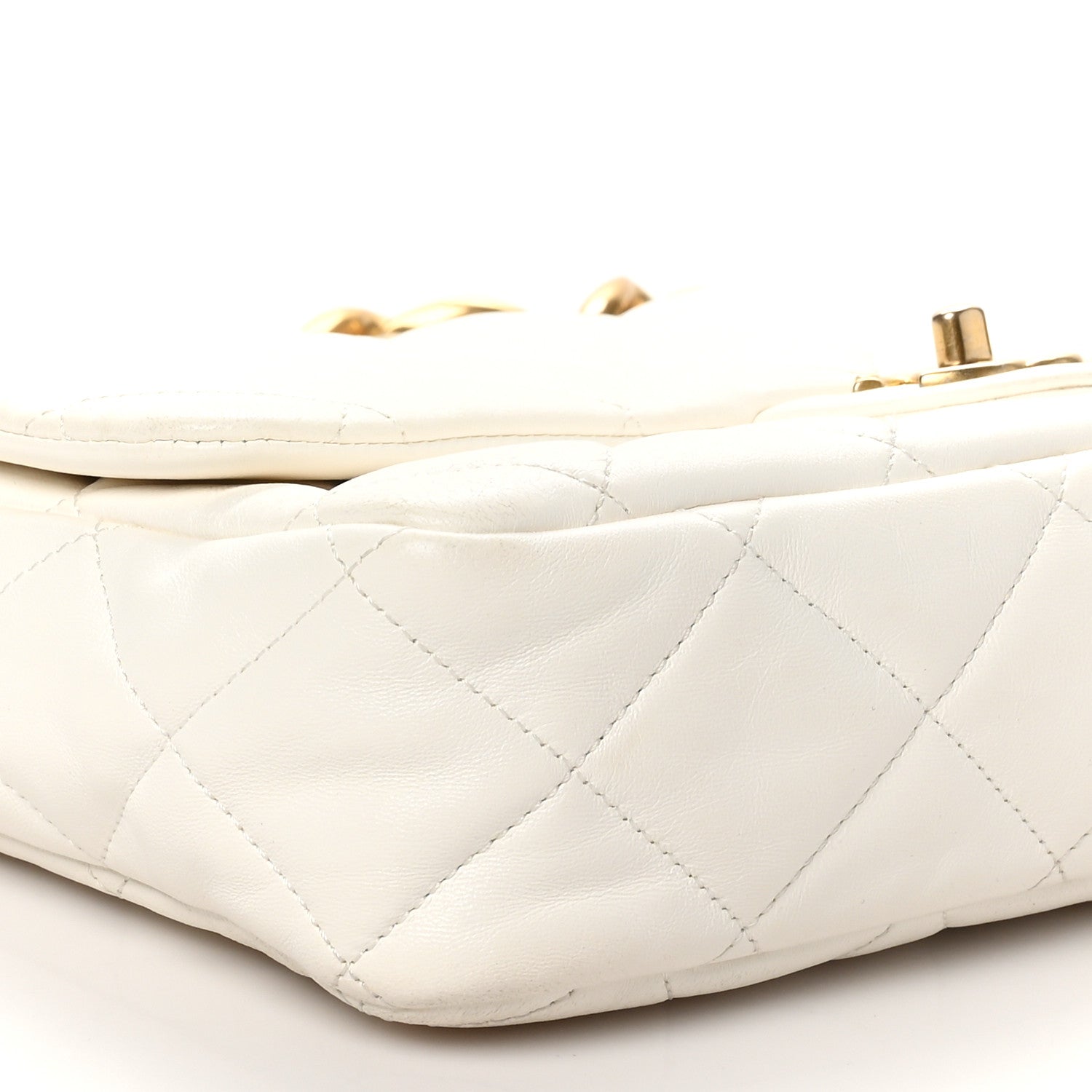 Lambskin Quilted Large CC Funky Town Flap White