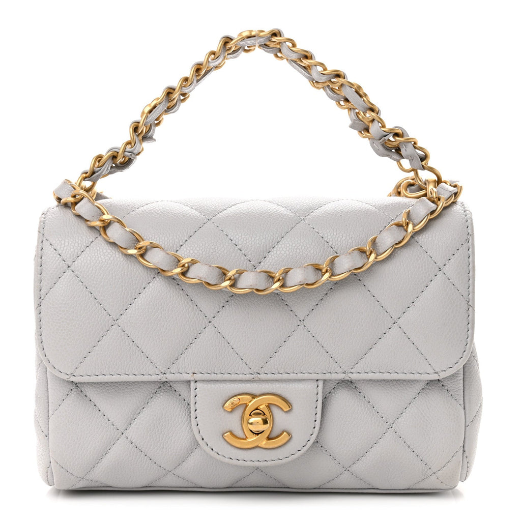 Caviar Quilted Mini Flap Grey