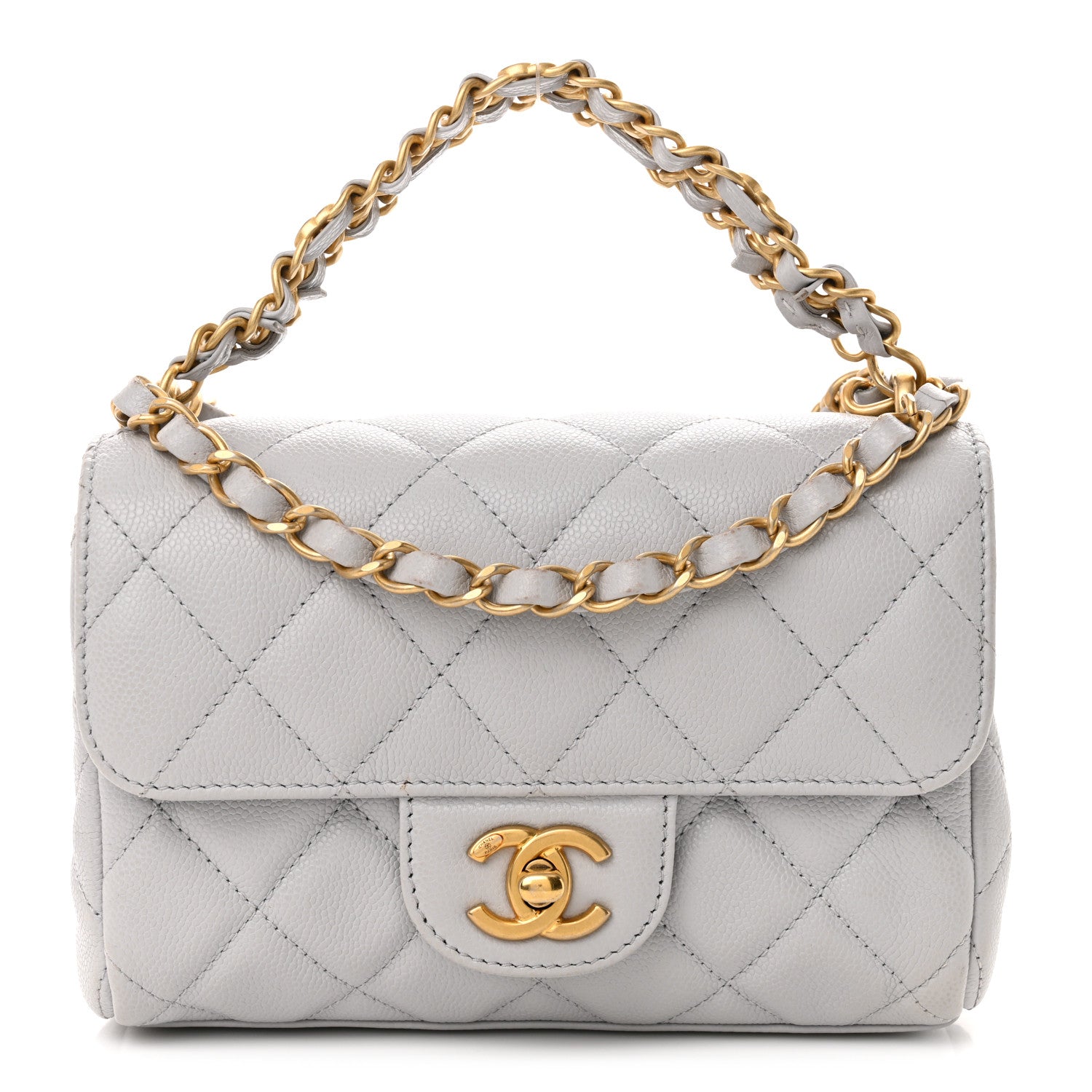 Caviar Quilted Mini Flap Grey