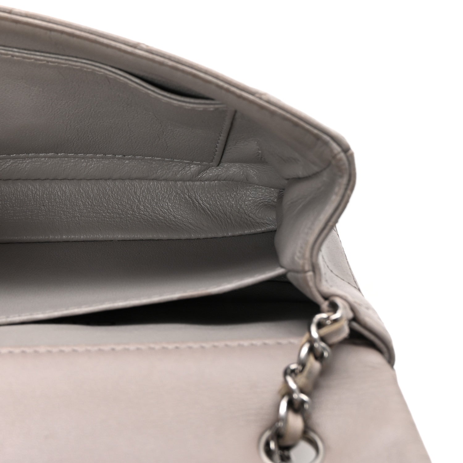 Lambskin Quilted Extra Mini Rectangular Flap Grey