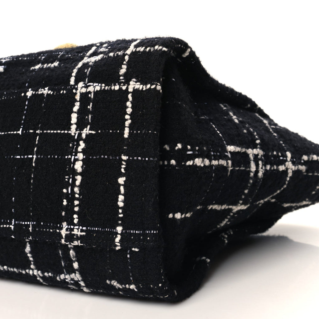 Tweed Medium Deauville Tote Black White Multicolor