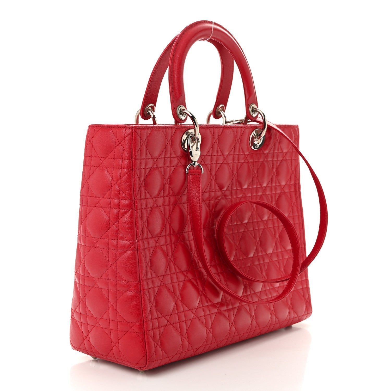 Lambskin Cannage Large Lady Dior Red
