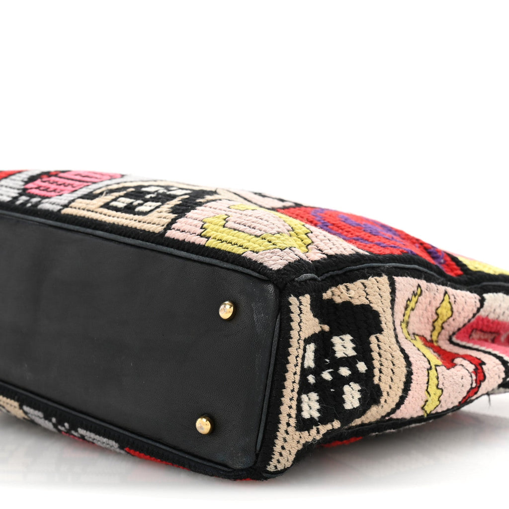 Needlepoint Precious Symbols Shoulder Bag Black