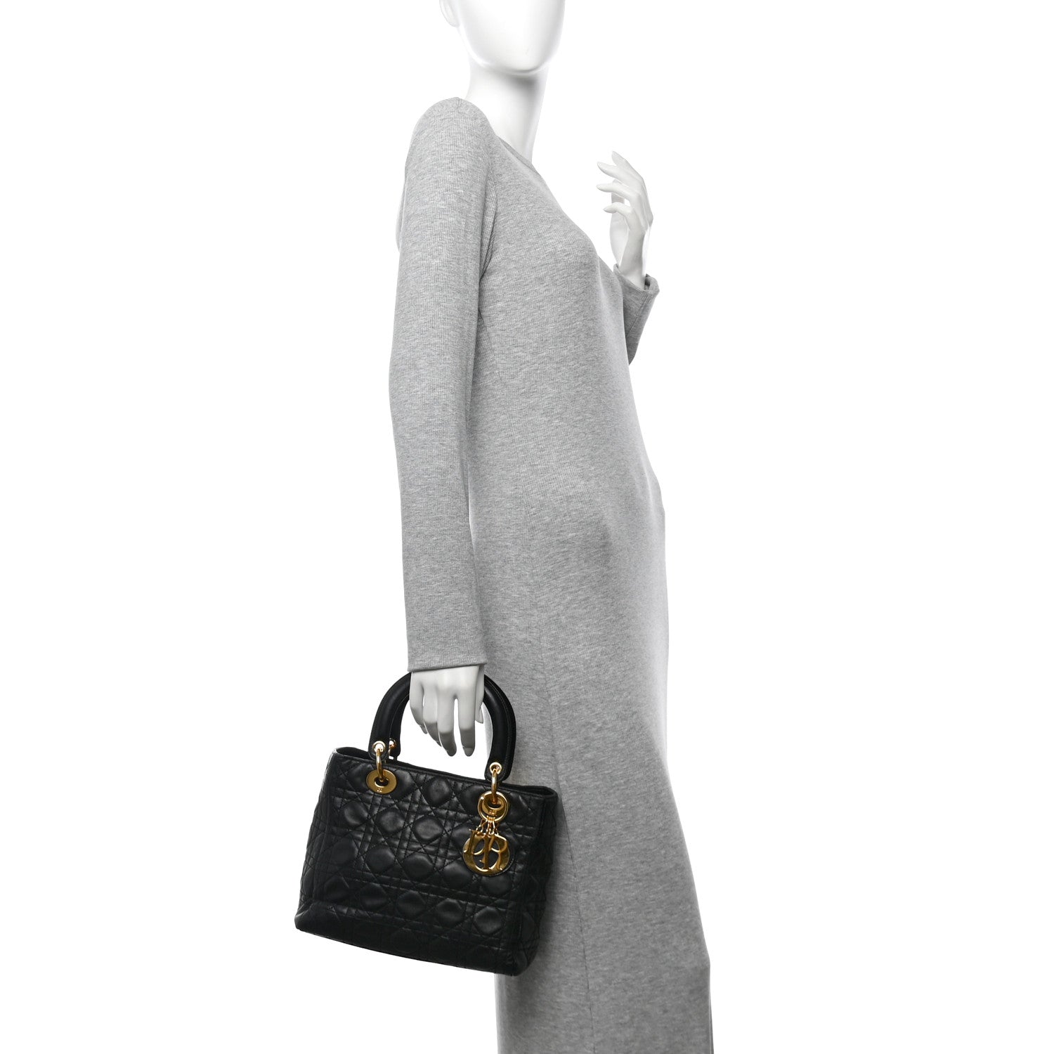 Lambskin Cannage Medium Lady Dior Black