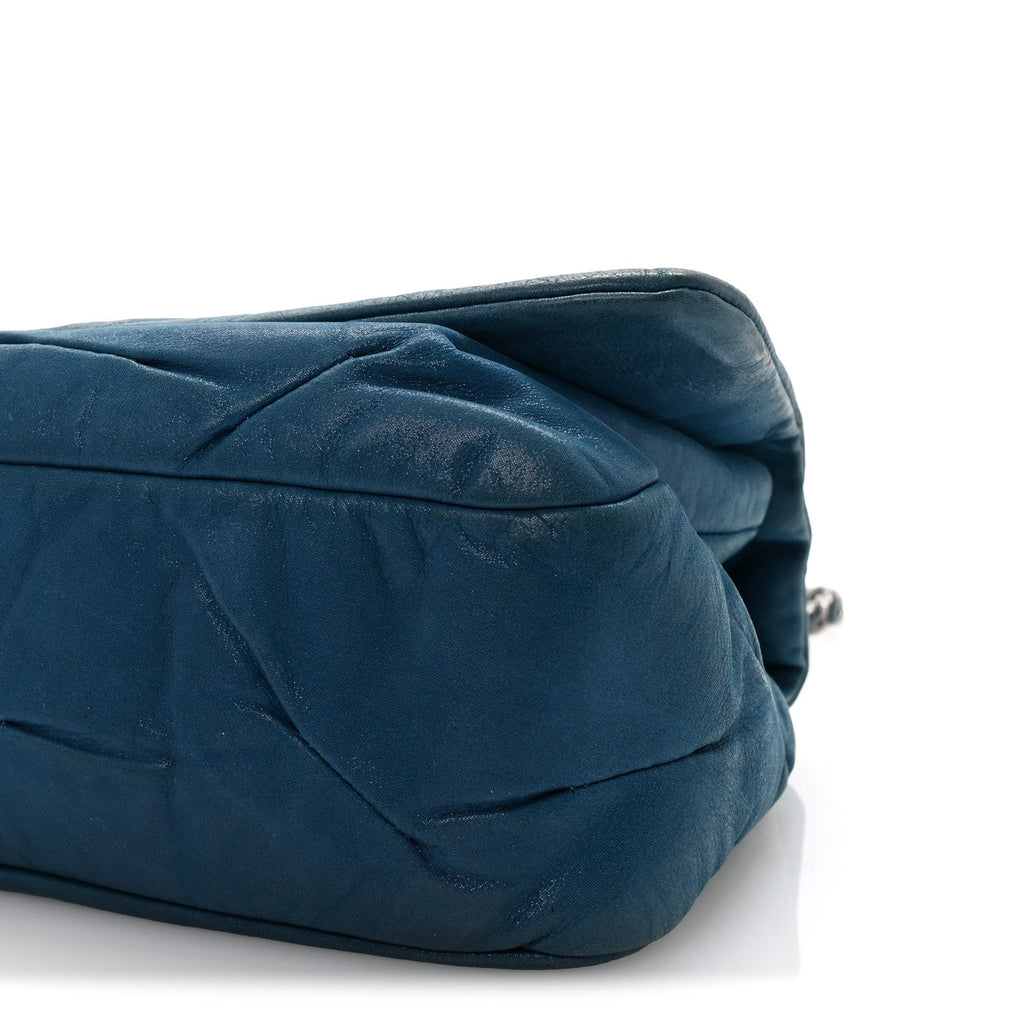 Iridescent Calfskin Glint Flap Blue