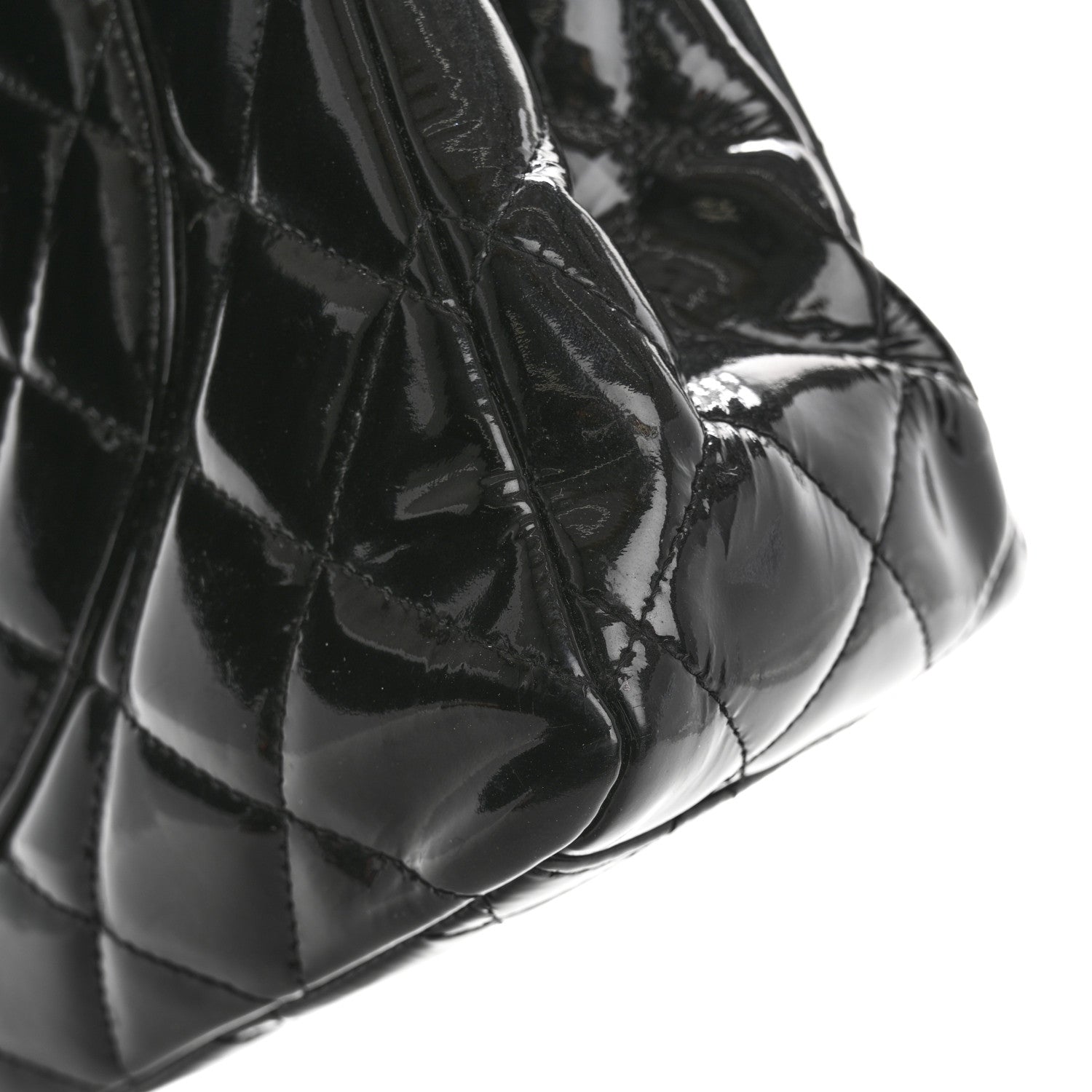 Patent Quilted Maxi Double Flap Black