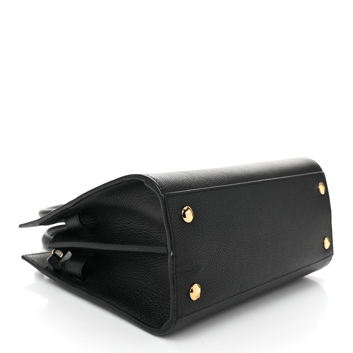Grainy Calfskin Mini Two Handle Title Bag Black